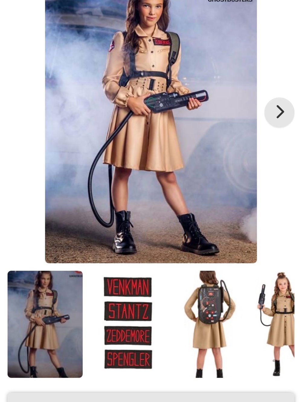 Ghostbusters-inspired Girls' Beige Dress Costume with Proton Pack